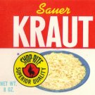 Shop-Rite Sauer Kraut Small Vintage Can Label Wakefern