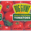Big Giant Tomatoes Vintage Vegetable Can Label Dallas TX