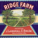 Ridge Farm Dried June Peas Baltimore MD Vintage Can Label Ridge Farm Dried June Peas Baltimore MD Vintage Can Label