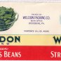 Wel-Don Stringless Beans Woodbine PA Vintage Can Label