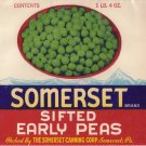Somerset Sifted Early Peas Vegetable Can Label Somerset PA