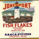 Jonesport Fish Flakes Lighthouse ME Vintage Can Label
