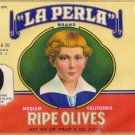 La Perla Ripe Olives Passaic NJ Vintage Gilded Can Label