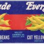 Everglade Yellow Wax Beans Carnation WA Vintage Vegetable Can Label