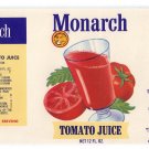 Monarch Tomato Juice San Jose CA Vintage Vegetable Can Label