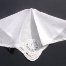Vintage Brussels Lace Handkerchief 11 in.
