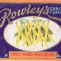 Vegetable Can Label Rowley's Wax Beans Embossed Gilt