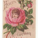 VictorianTrade Card Hoyts German Cologne J W Creasus Rose Girl Amesbury MA