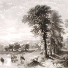 Sunset 1854 Steel Engraving Ornaments of Memory A B Durand Burt Appleton