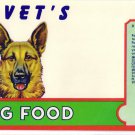 German Shepherd Rivet's Dog Food Vintage Can Label Joliet IL