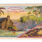 Victorian Trade Card Ayers Ague Cure Fever Malarial Disorders Swamp Alligator Log Cabin Frogs