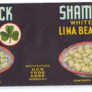 Vegetable Can Label Shamrock White Lima Beans UCO Food Corp Newark NJ Vintage