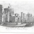 Windsor Castle 1851 Steel LIne Engraving J T Wood Views of the Thames London Print