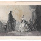 Beatrice D'Estes 1847 W. H. Mote Steel LIne Engraving Print on Stiff Card