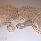 2 Natural  RAFFIA FANS bird toy parts parrots cages