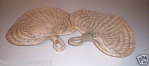 2 Natural  RAFFIA FANS bird toy parts parrots cages