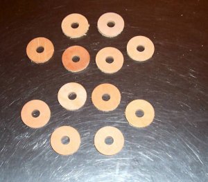 12 1 1/4" LEATHER Washers 3/8" hole bird parrot toy parts veggie tan crafts