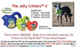 Jolly CRITTER dog puppy chew SAFE rubber toy shepherd