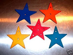 2 Large Colored Leather Stars bird toy parts parrot craft