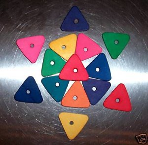8 Colored Leather Triangles bird toy parts parrots cage