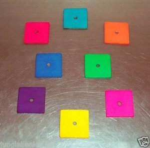 8 Colored Leather Squares bird toy parts parrots cages