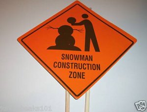 SNOWMAN CONSTRUCTION Yard Sign toys decorations kids