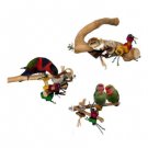 JAVA WOOD PERCH W/TOYS small bird parts cage parrots