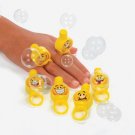 4 SMILEY FACE BUBBLE RINGS toys gifts prizes kids party