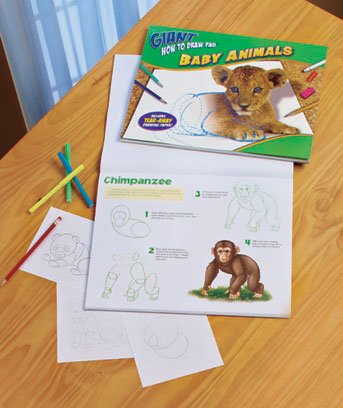 HUGE Baby Animals Drawing pad kids gift prize stocking stuffer art