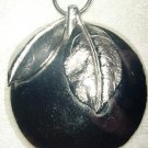 GIANT SILVER APPLE PENDANT & NECKLACE JEWELRY