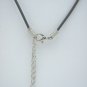 New 1mm Black Rubber Necklace Cord 18" with Extension Chain