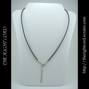 New 2mm Black Rubber Necklace Cord 18" with Extension Chain