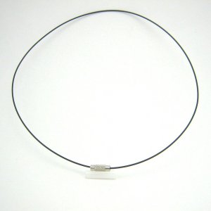 17" Black Rubber 1mm Necklace Cord with Screw Clasp