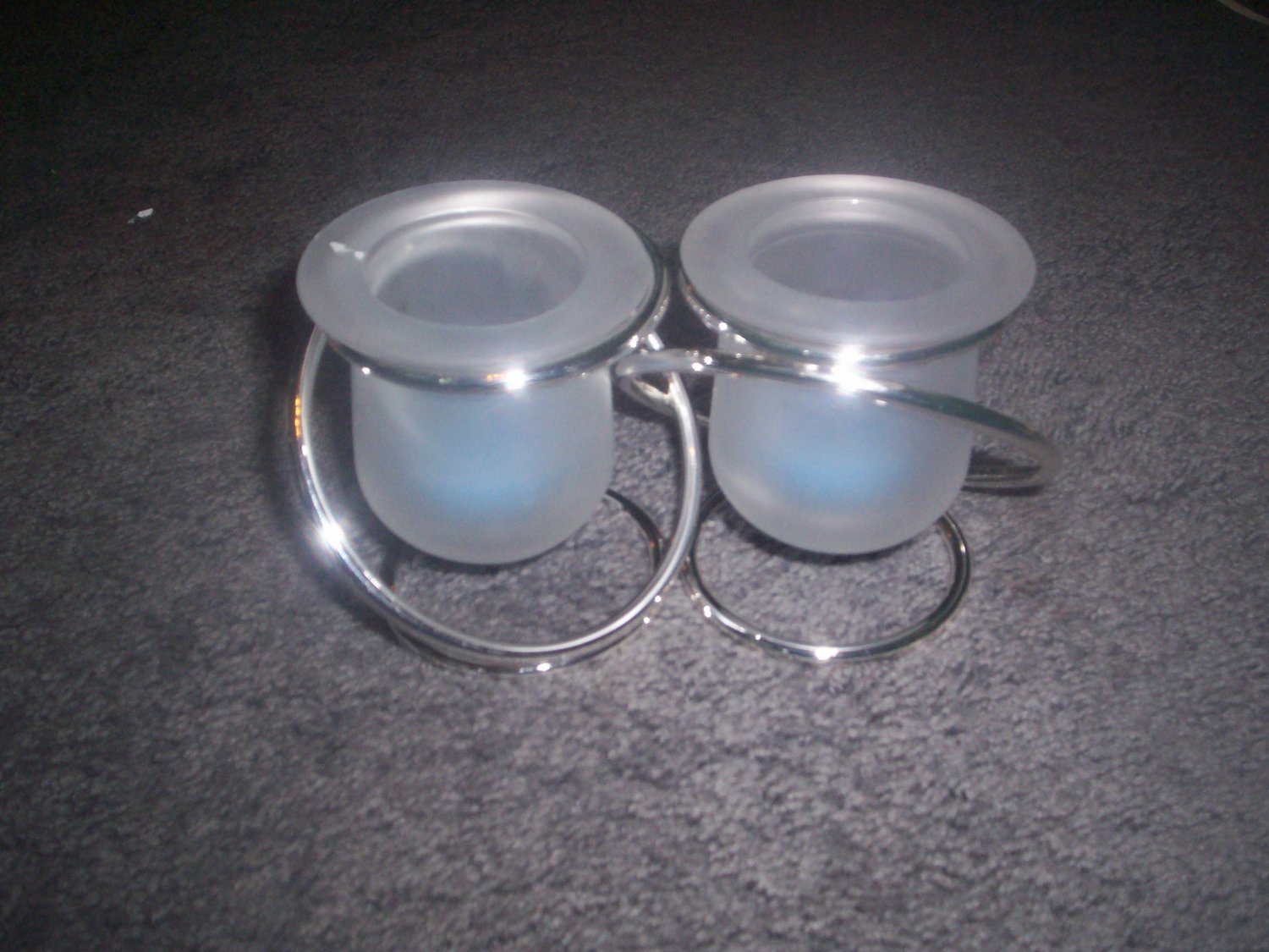 Partylite Gemini Silver & Frosted Glass Twin Votive Holder