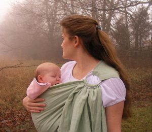 Ring Sling Baby Sling Carrier - Pure Softened Linen - Gentle Spring - DVD included