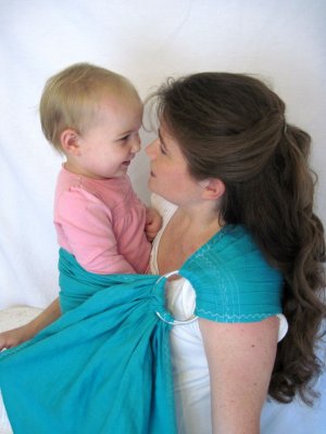 Ring Sling Baby Sling Carrier - Pure Softened Linen - Sea Glass - DVD included