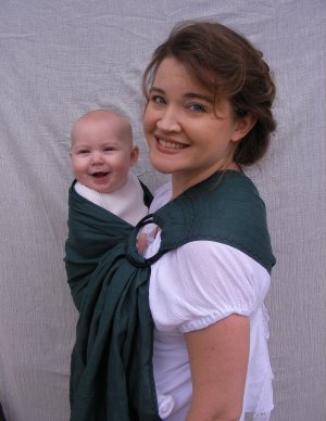 Ring Sling Baby Sling Carrier - Pure Softened Linen - Emerald Green - DVD included