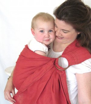 Ring Sling Baby Sling Carrier - Pure Softened Linen - English Rose - DVD included