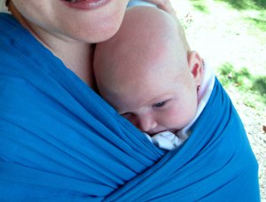 Woven Baby Wrap Sling Carrier - Airy Cotton Gauze - Teal - DVD included