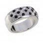Lady Swarovski Crystals Clear with Black Ring Jewelry Jewellery NEW - 3 Rows RING DIVA