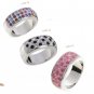 Lady Swarovski Crystals Clear with Black Ring Jewelry Jewellery NEW - 3 Rows RING DIVA