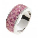 Lady Swarovski Crystals Pink Ring Jewelry Jewellery NEW - 3 Rows RING DIVA