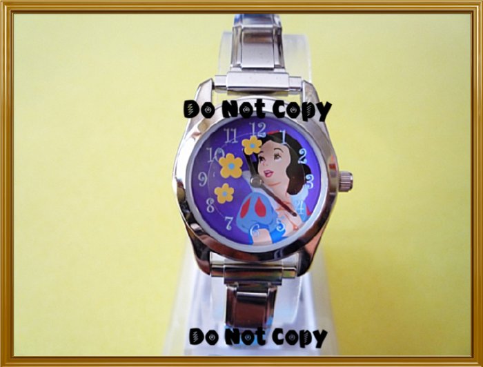NEW Disney Italian Charm Silver Snow White Flower Watch