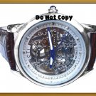 NEW Mens CTI 21J Swiss Skeleton Automatic Leather Watch