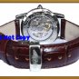 NEW Mens CTI 21J Swiss Skeleton Automatic Leather Watch