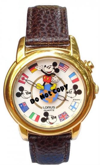 NEW Disney/Lorus Mickey Mouse Musical Flags Globe Watch