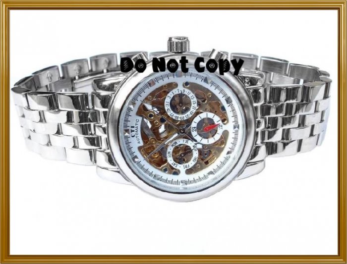 NEW Mens CTI 21J Swiss Automatic 18K Skeleton Watch
