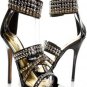 NIB Gorgeous Black Strap Studs Ankle Heel Fashion Shoes