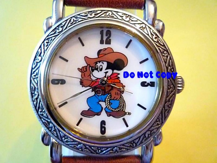 Vintage Disney Mickey Mouse Western Cowboy Rodeo Watch