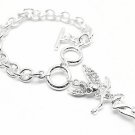 NEW Pixie Tinkerbell Silver Crystal Toggle Bracelet